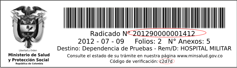 Ejemplo de radicado